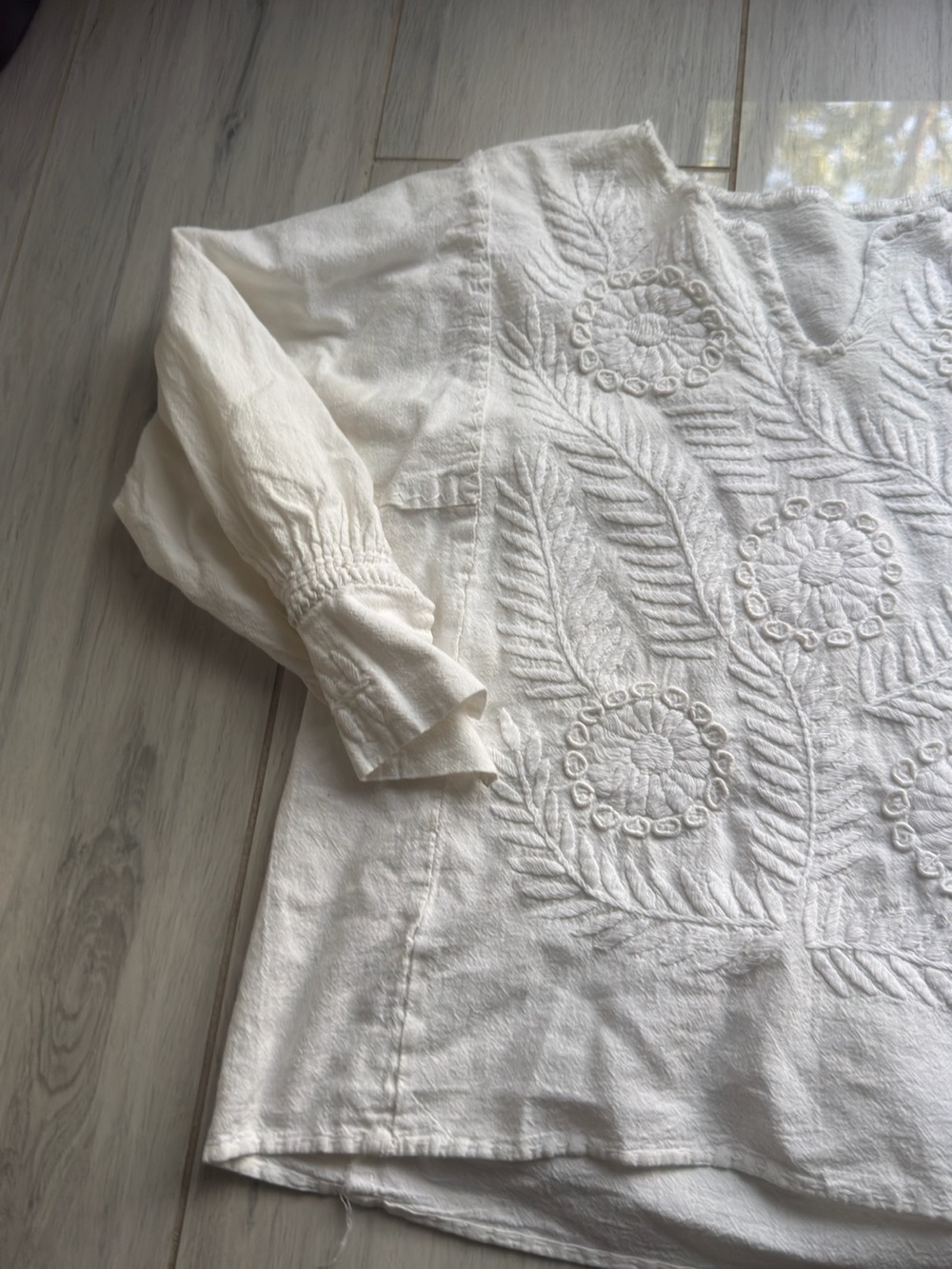 Vintage Chiapas Mexico Embroidered Blouse Top Huipil Handmade Cotton Boho Small - Picture 6 of 10